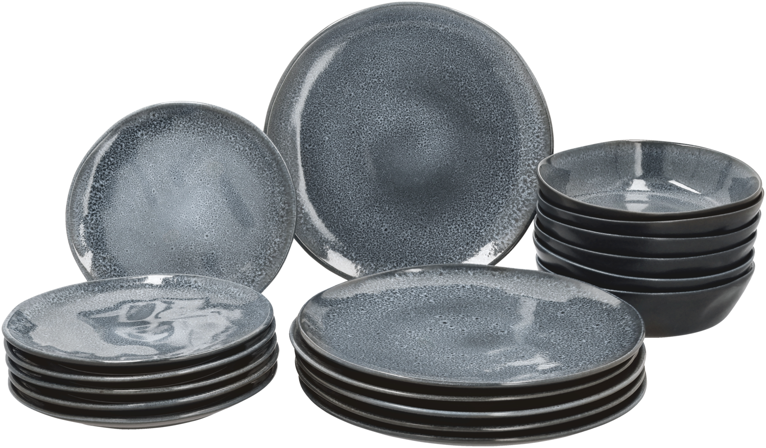 Silvercrest® Jídelní servis Black Print Organic, 18dílná sada (černá)