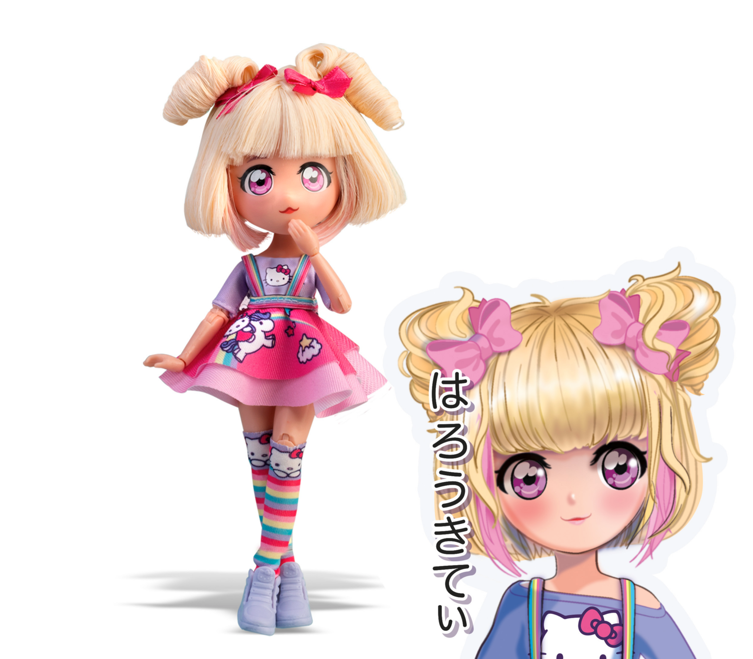 Hello Kitty Manga panenka, 19 cm (Candy Unicorn – blond vlasy)