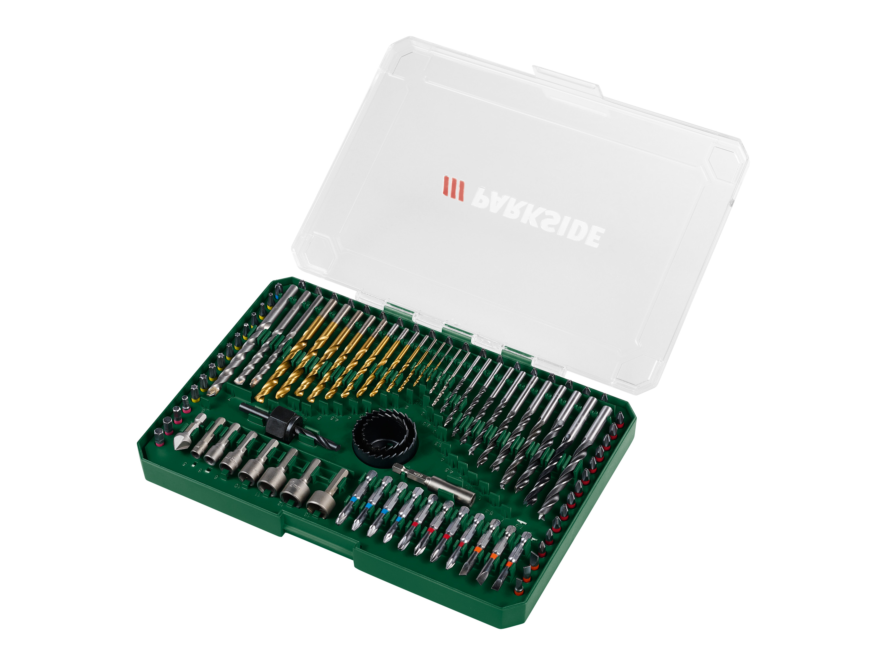 Parkside® Sada bitů / vrtáků / nástrčných klíčů / děrovacích pil, 100dílná