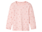 Růžové dětské tričko se vzorem srdíček.