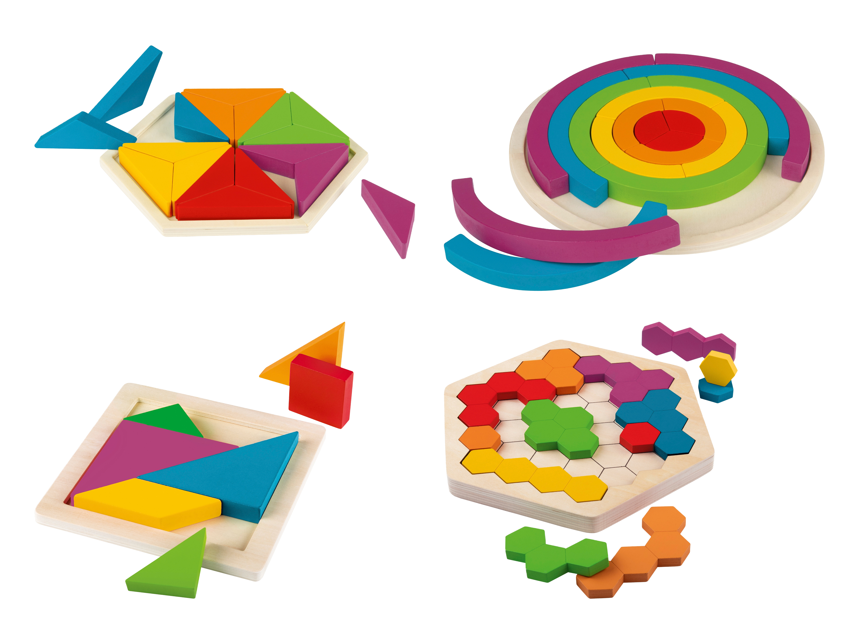Playtive Dřevěné duhové puzzle Montessori FSC