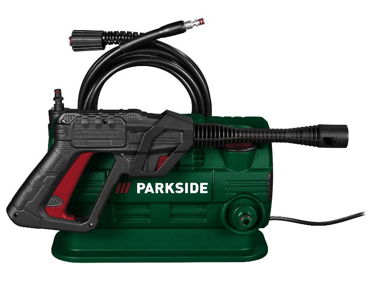 Parkside vysokotlaký čistič: přístroj, pistole a hadice.