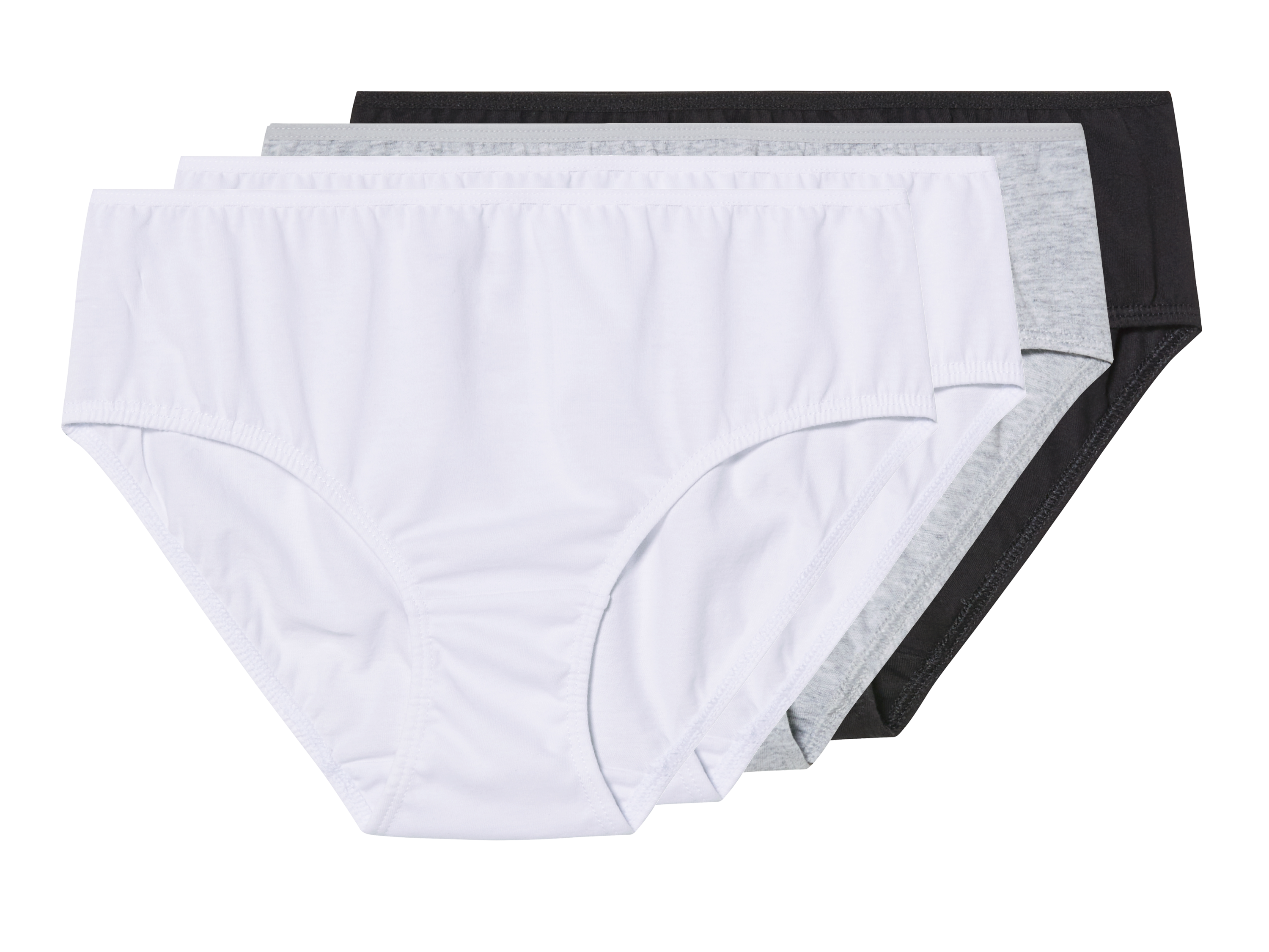 esmara® Dívčí kalhotky s BIO bavlnou, 4 kusy (černá/šedá/bílá, 158/164)