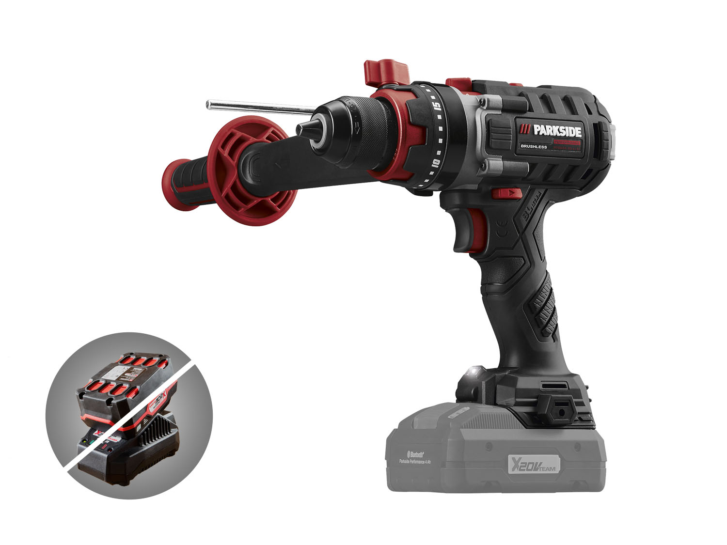PARKSIDE PERFORMANCE® Aku příklepová vrtačka 150 Nm PPSBSA 20-Li A1 – bez akumulátoru a nabíječky