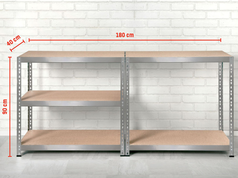  Zobrazit na celou obrazovku PARKSIDE® Vysokozátěžový regál s 5 policemi, 180 x 90 x 40 cm - Obrázek 5