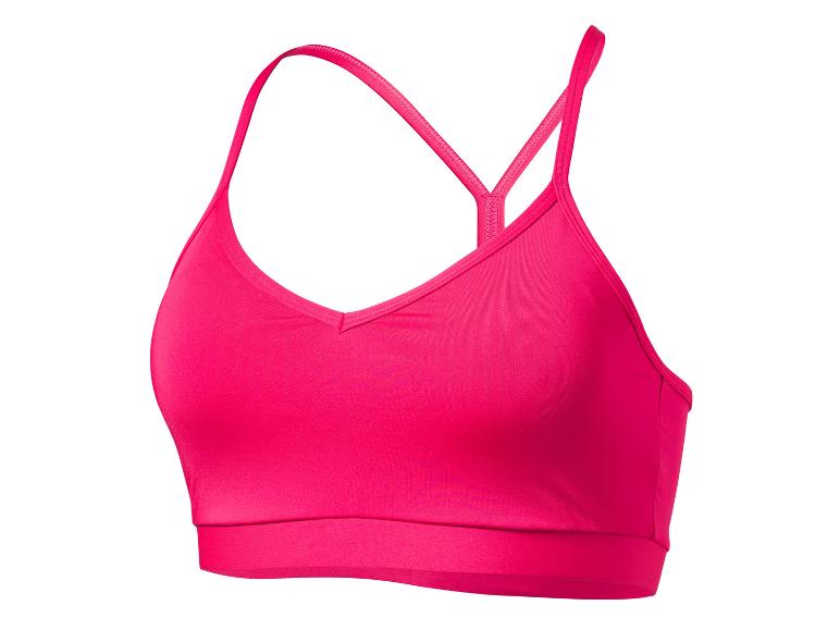 Růžová sportovní podprsenka s tenkými ramínky.
