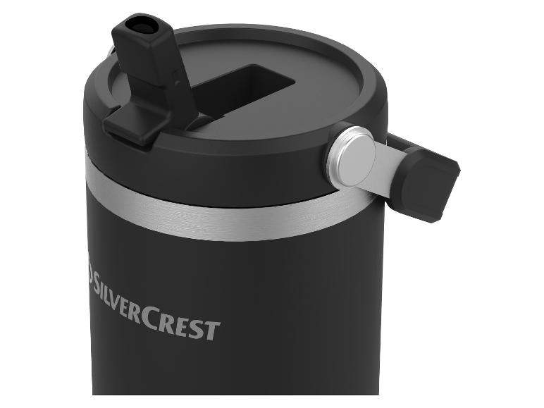 Černý termohrnek Silvercrest s víčkem a brčkem.
