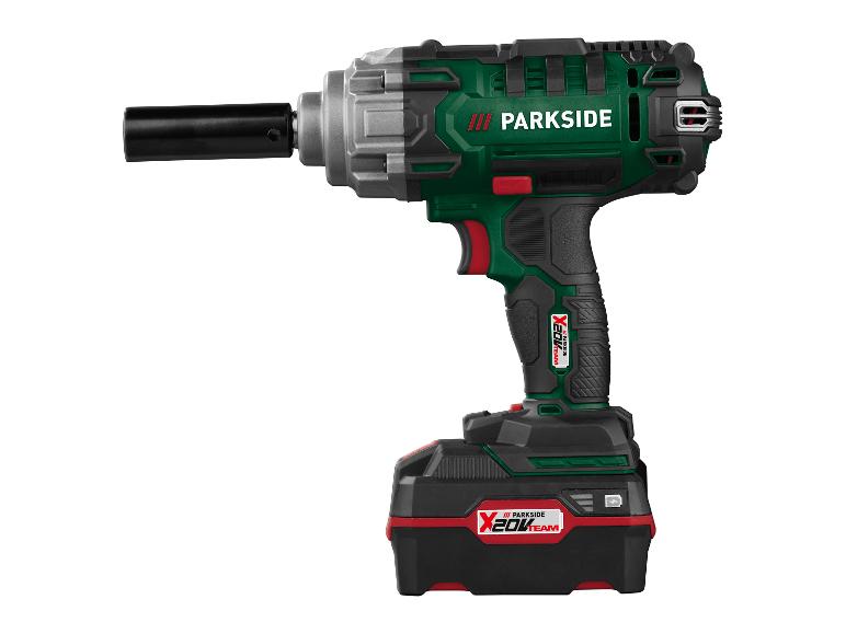 Akumulátorový rázový utahovák PARKSIDE X 20V TEAM s baterií a černým nástavcem