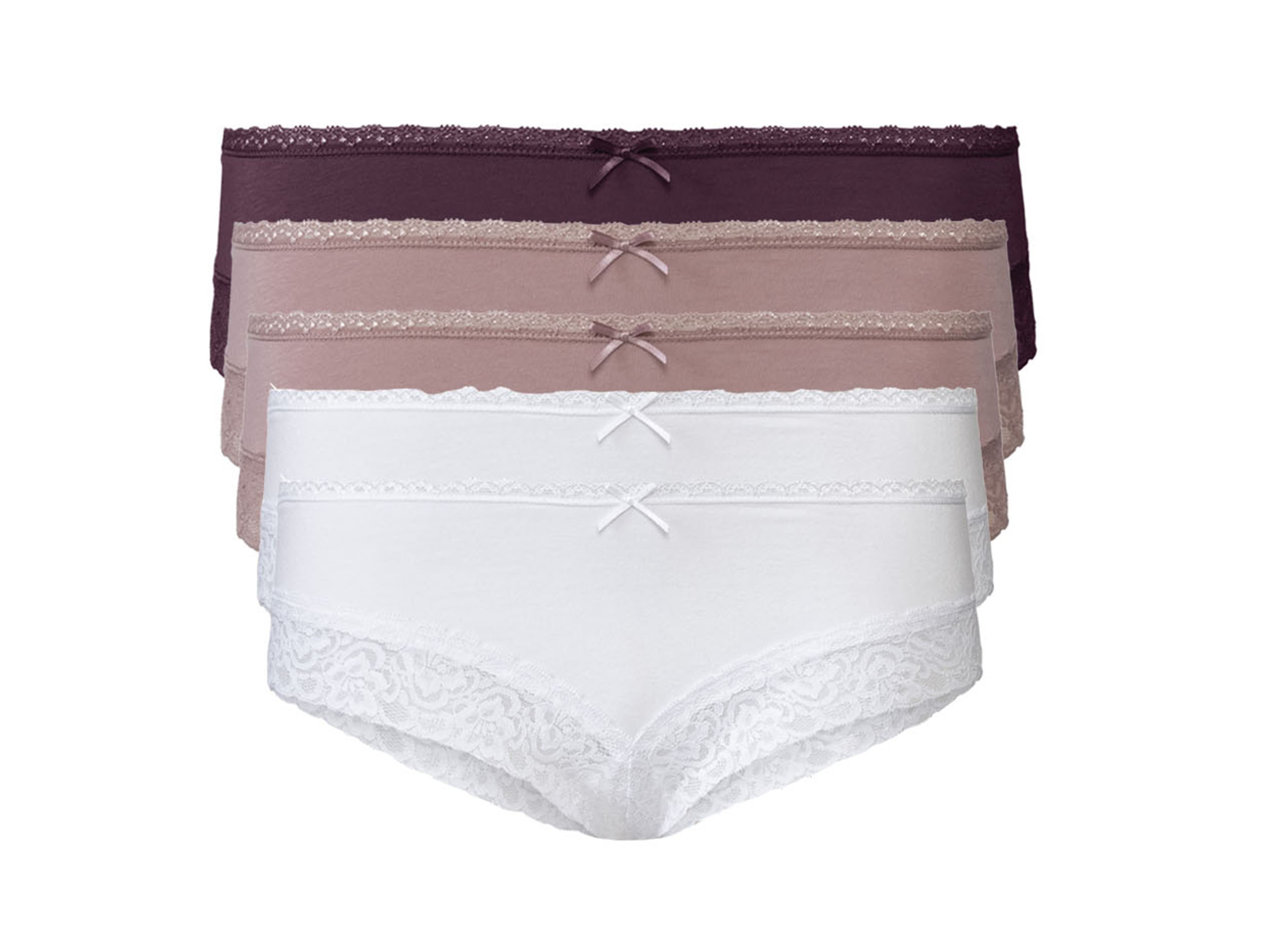 esmara® Dámské krajkové kalhotky, 5 kusů (S(36/38), červená / lila fialová / bílá )