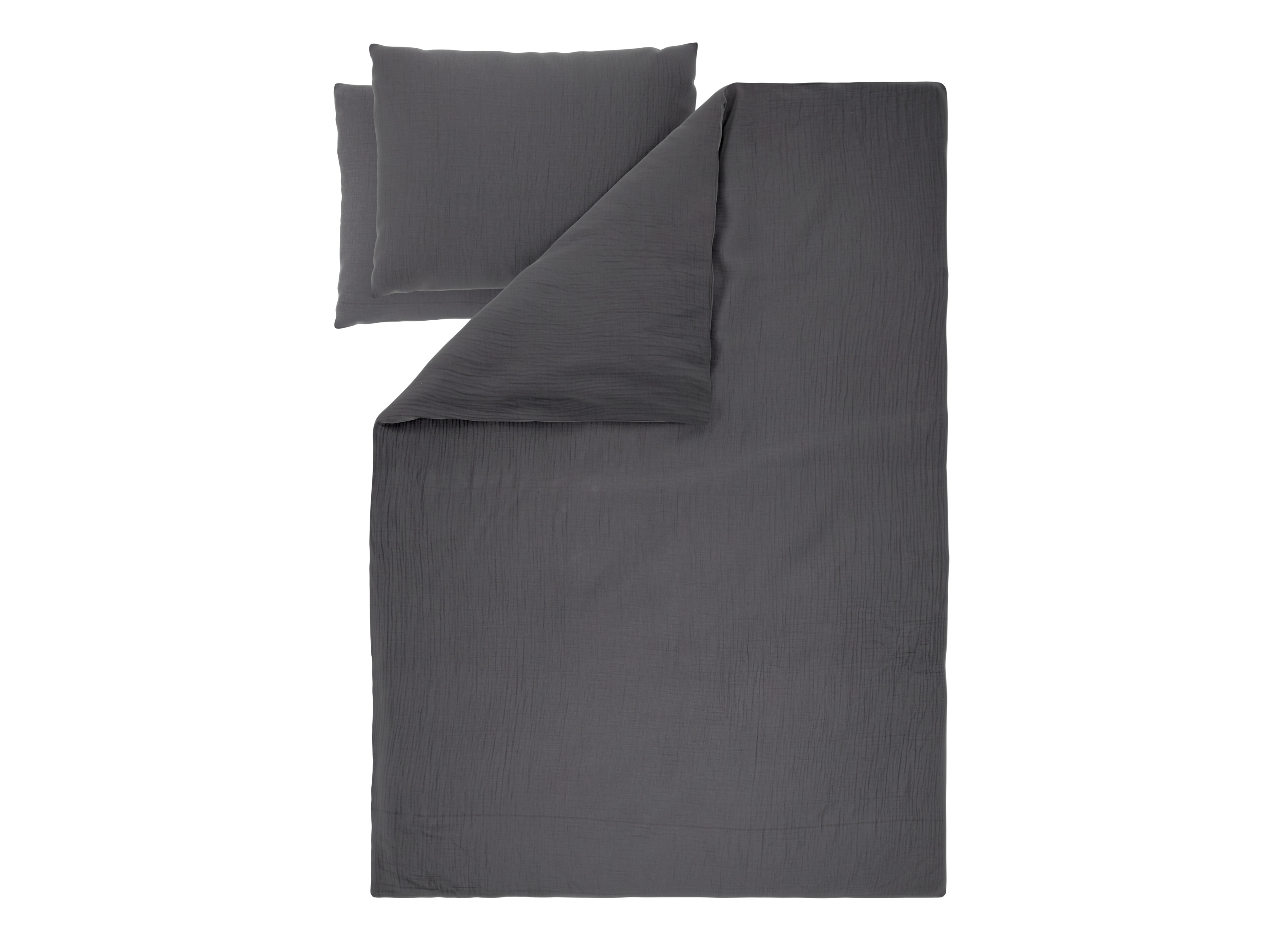 Livarno® Mušelínové ložní povlečení, 240 x 220 cm, 70 x 90 cm (tmavě šedá)