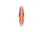 Růžovo-žlutý nafukovací paddleboard s tropickým vzorem.