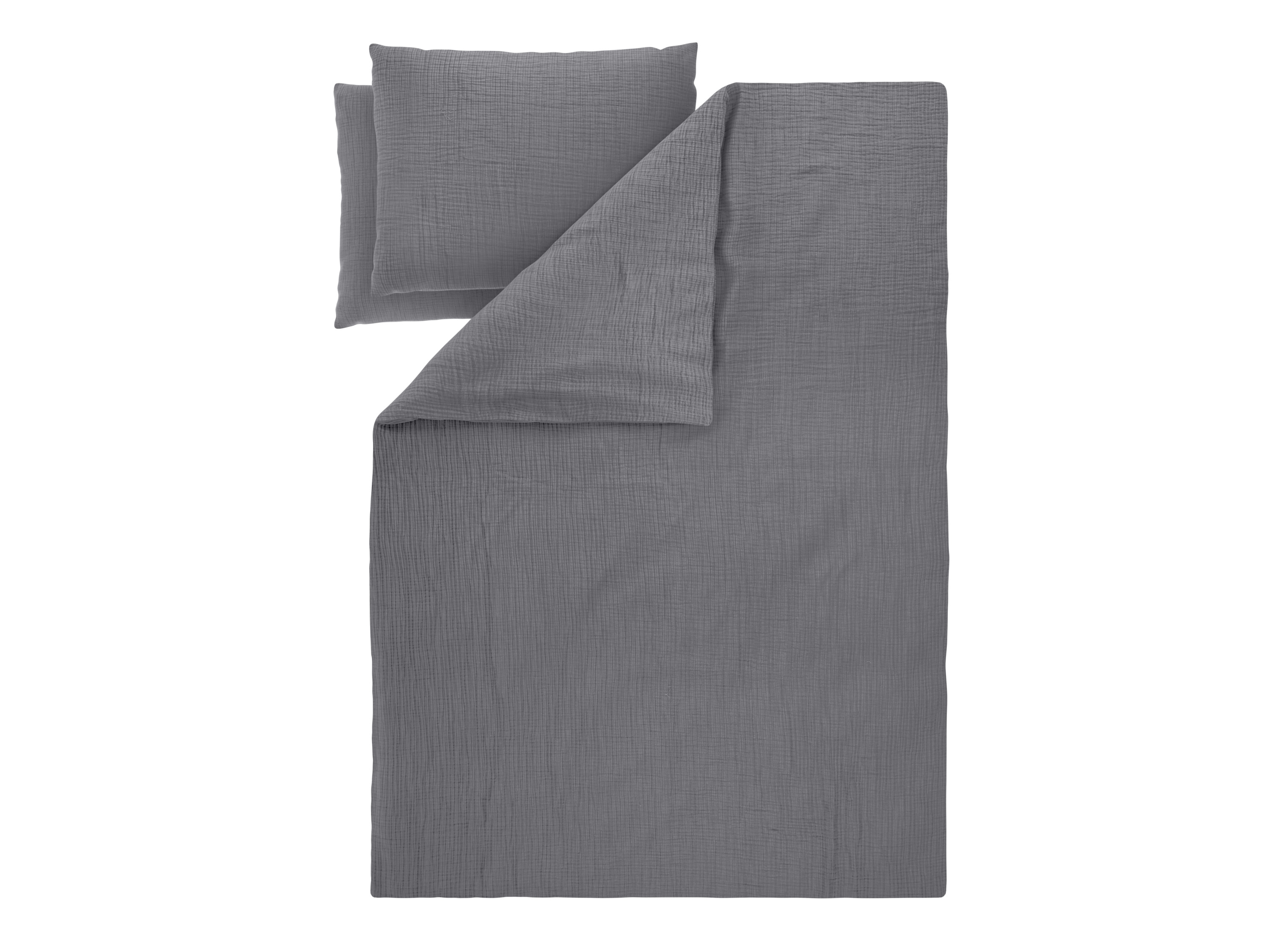 Livarno® Mušelínové ložní povlečení, 240 x 220 cm, 70 x 90 cm (tmavě šedá)