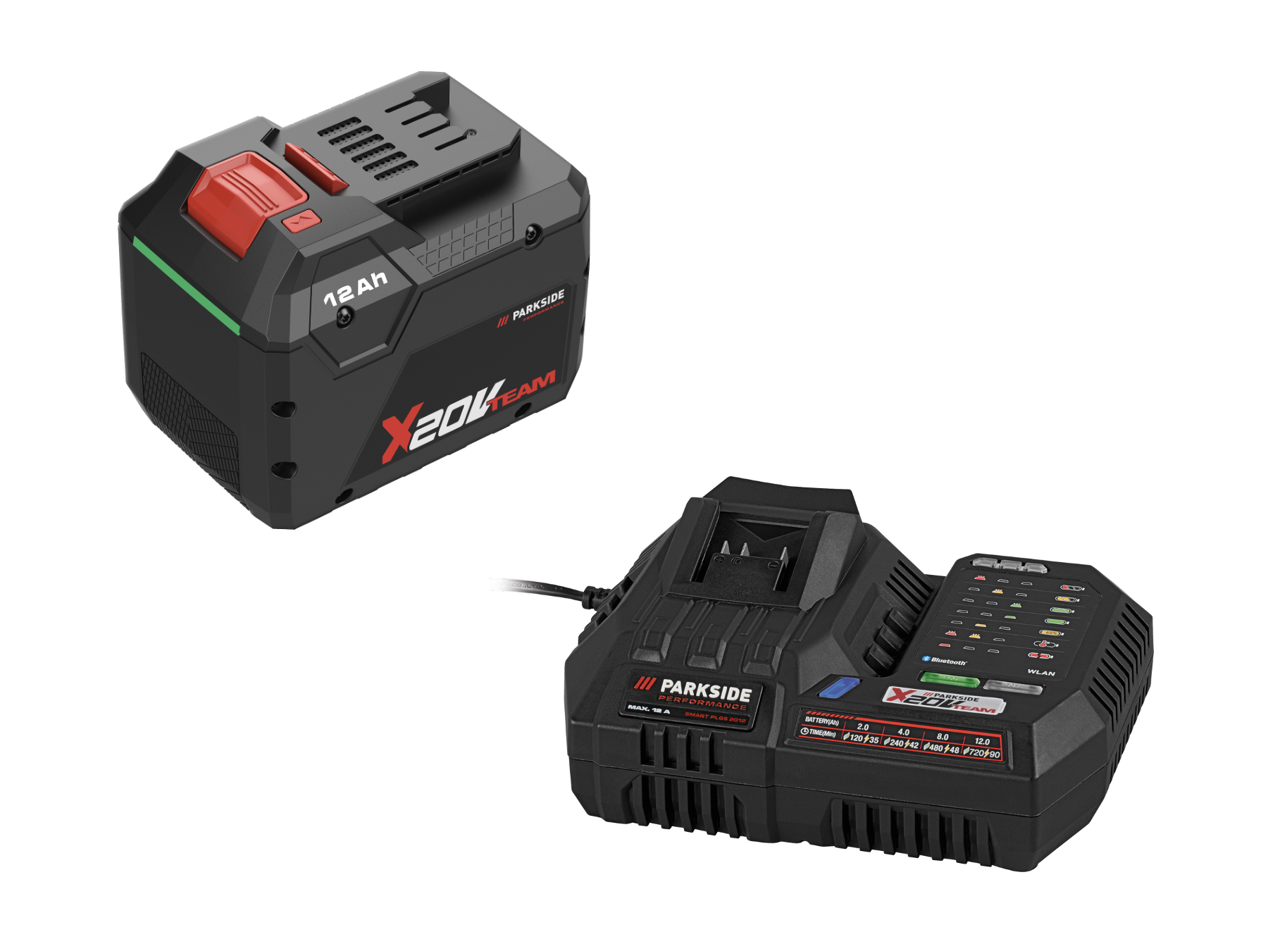 Parkside Performance® Sada Smart akumulátoru 12 Ah Papp 2012 A1 a Smart nabíječky 20 V / 12 A Plgs 2012 A1, 2dílná
