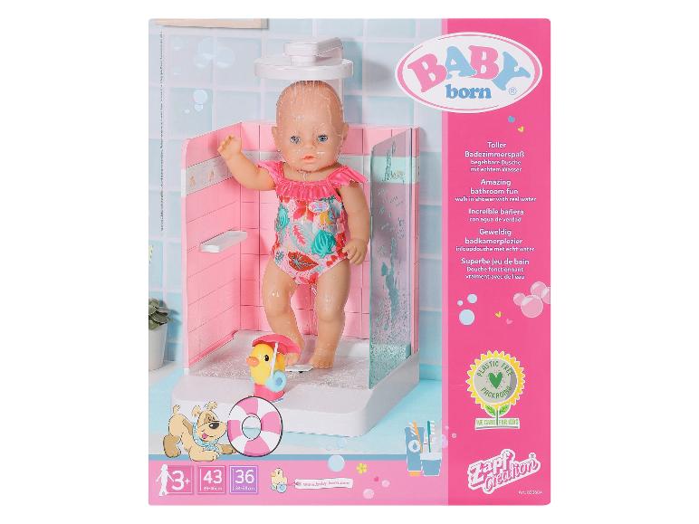 Sada sprchy Baby Born s funkční sprchovou hlavicí a doplňky.