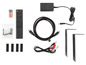 Dálkový ovladač, HDMI kabel, napájecí kabel a montážní materiál pro projektor.