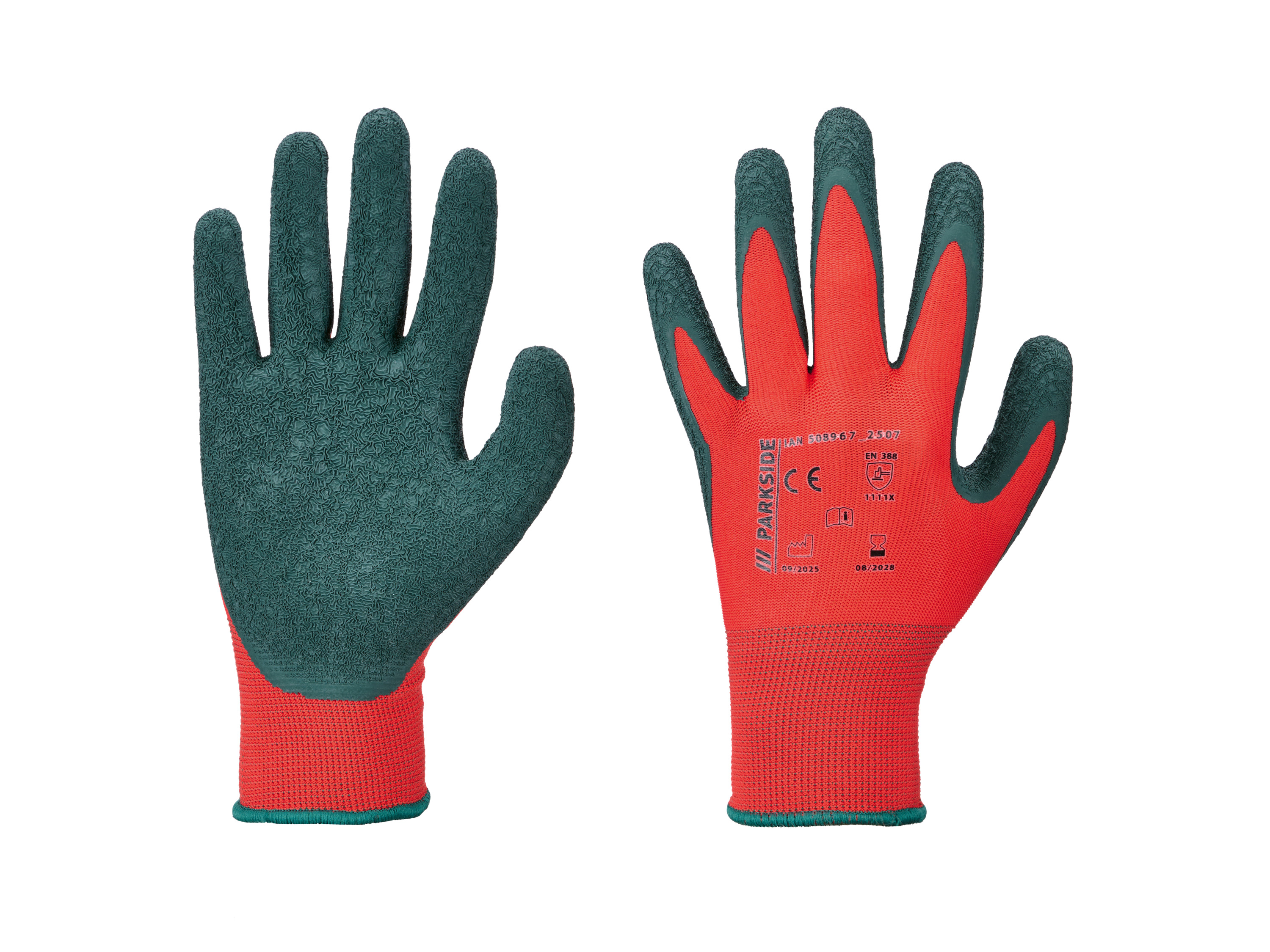 ParksideÂ® ZahradnĂ­ rukavice (zelenĂˇ/ÄŤervenĂˇ, 7)