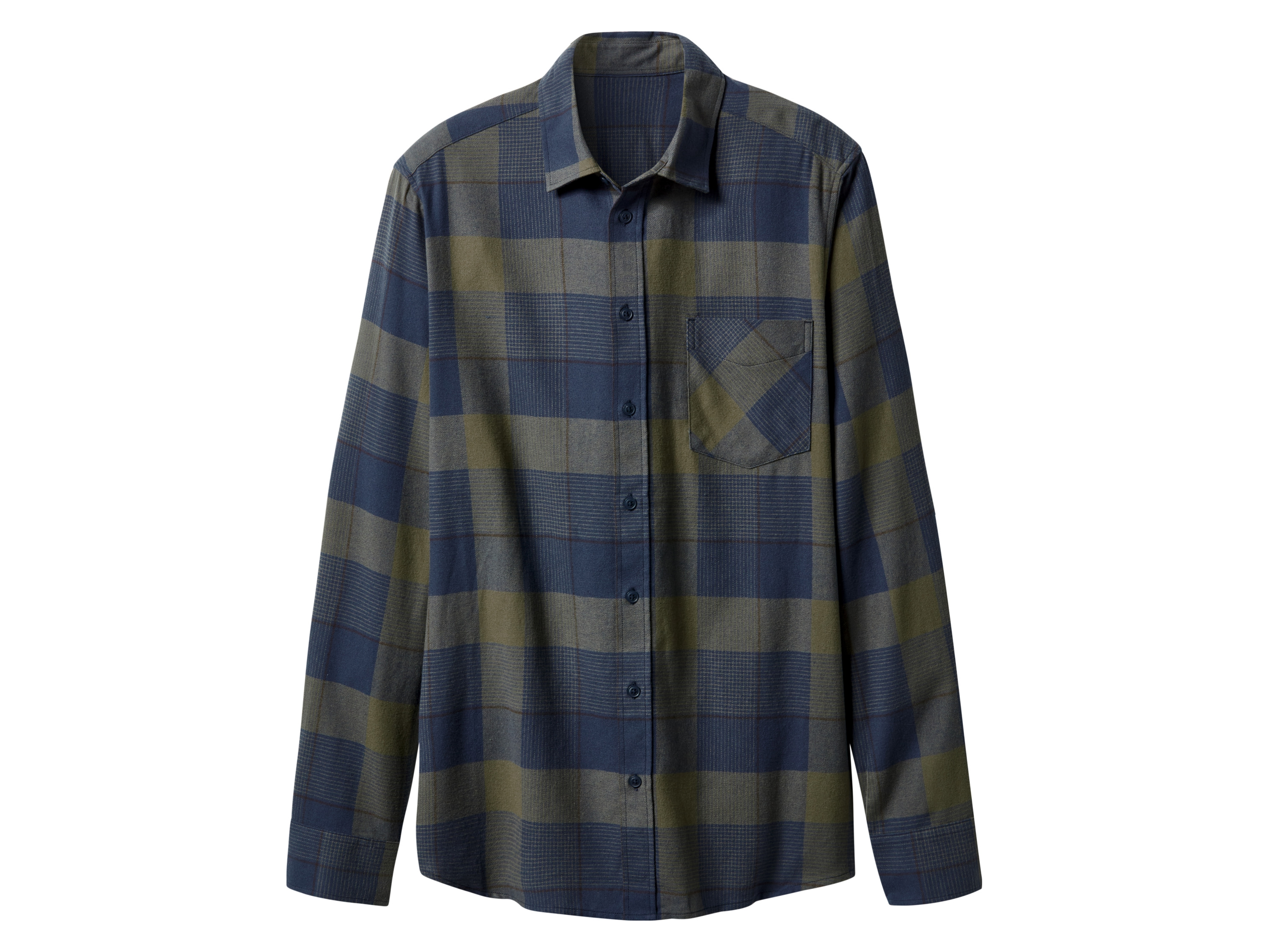 esmara Men Pánská flanelová volnočasová košile (kostka / navy modrá / khaki, XXL (45/46))