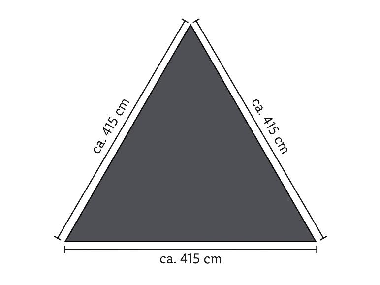 Schéma rovnostranného trojúhelníku se stranou přibližně 415 cm.