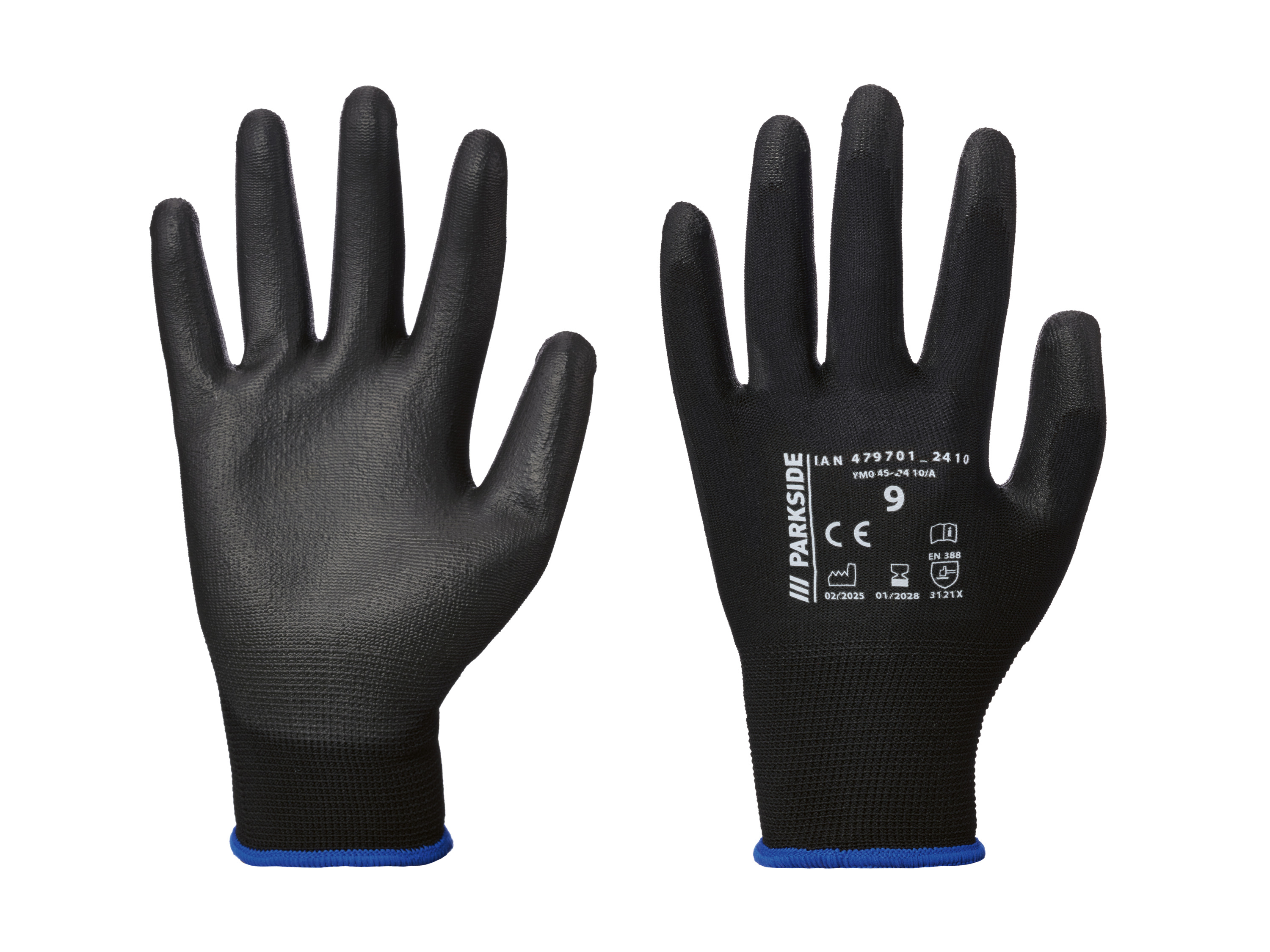 Parkside® Pracovní rukavice, 2 páry (černá/modrá, 9)