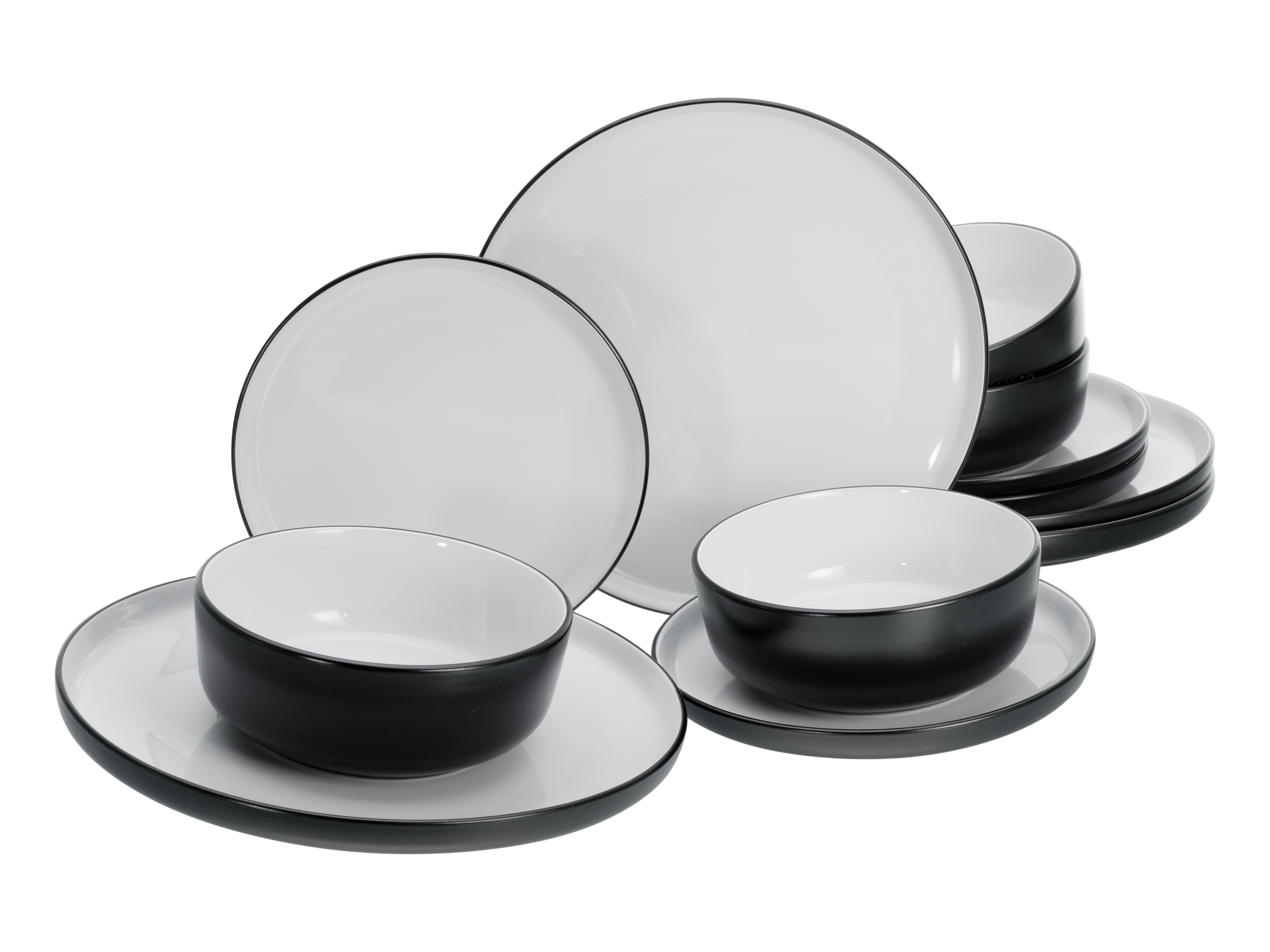 Creatable Jídelní servis Nordic Cool Black (12dílná sada talířů)