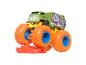 Zelený náklaďák Hot Wheels Monster Trucks s oranžovými a modrými koly