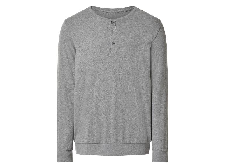 Pánské šedé tričko Henley s dlouhým rukávem.