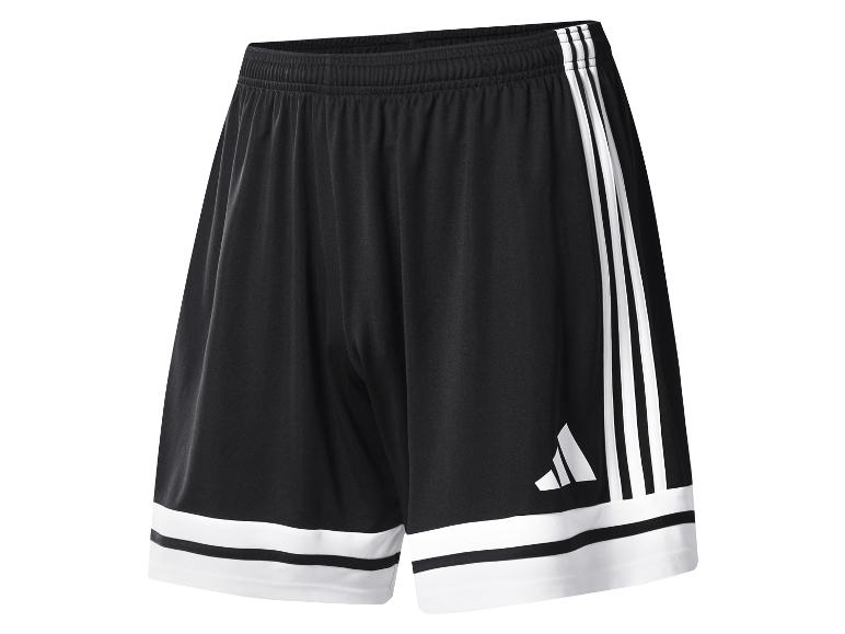 Černé sportovní šortky Adidas s bílými pruhy a logem