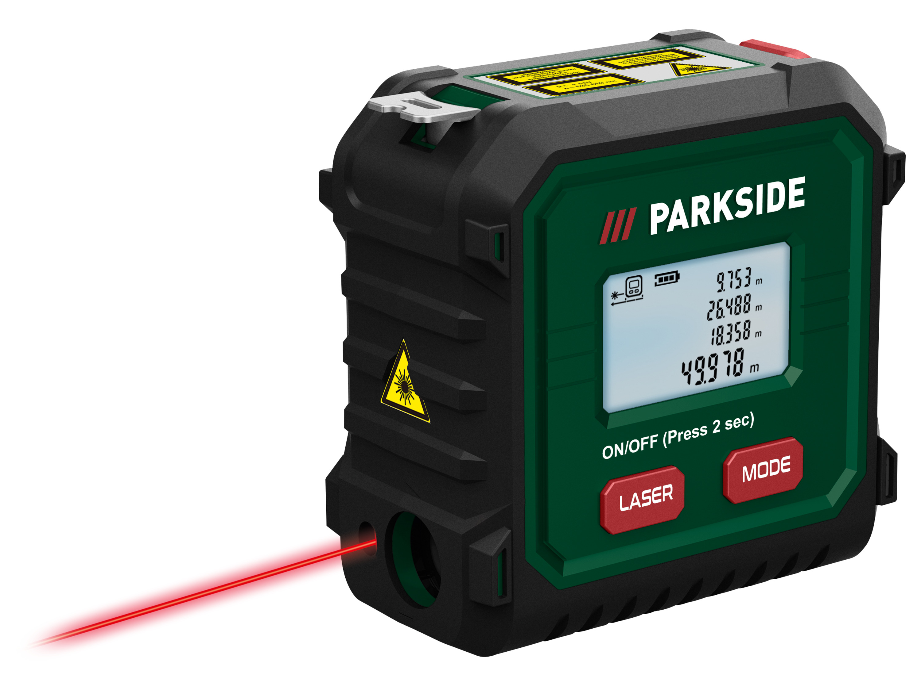 Parkside® Laserový měřič vzdálenosti s měřicím pásmem Plmb C3