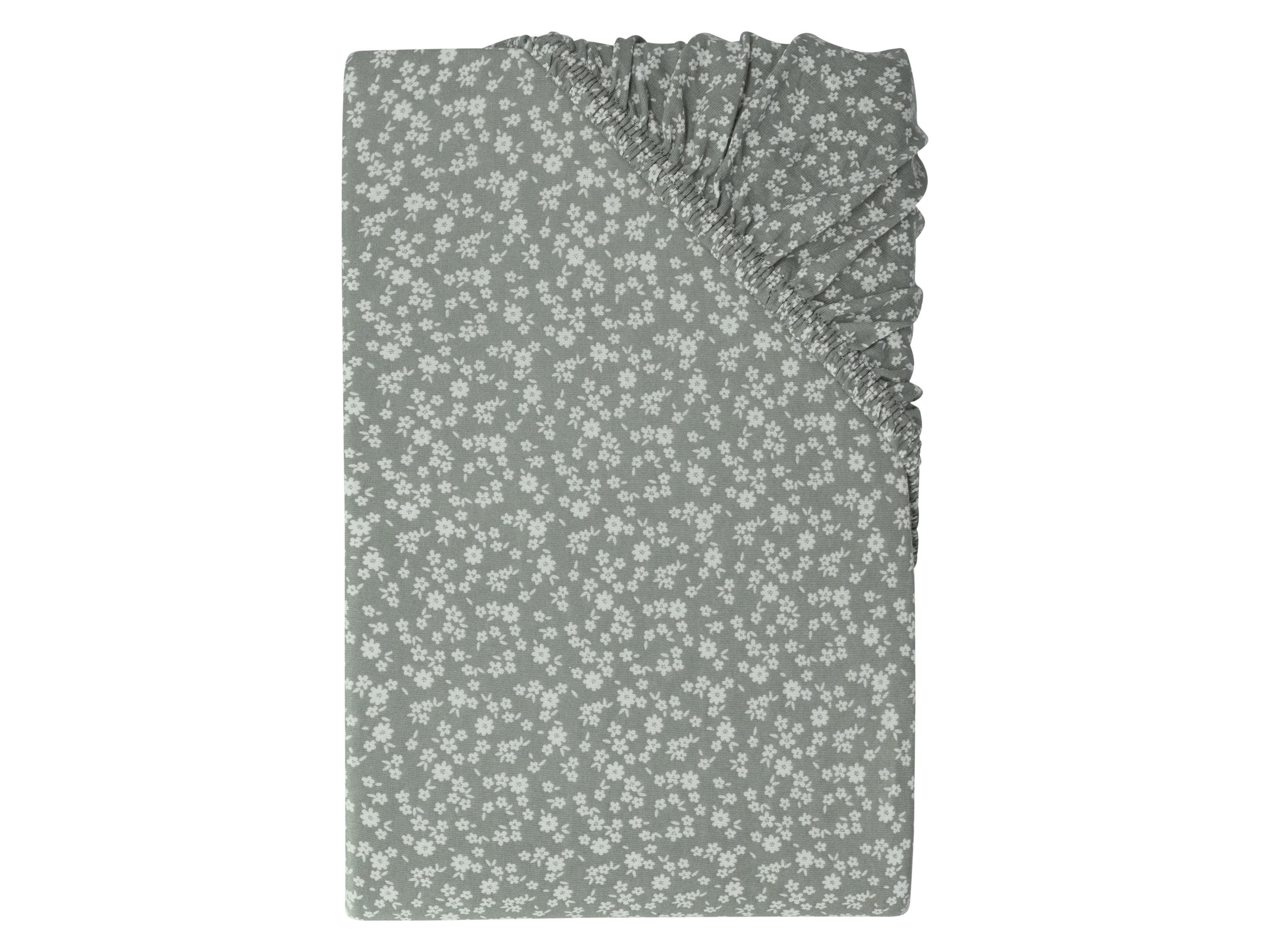 Livarno home Žerzejové napínací prostěradlo, 180-200 x 200 cm (květiny/zelená)