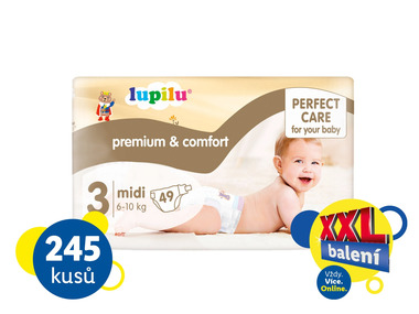 lupilu® XXL Dětské pleny Premium Comfort, velikost 3 MIDI, 245 kusů