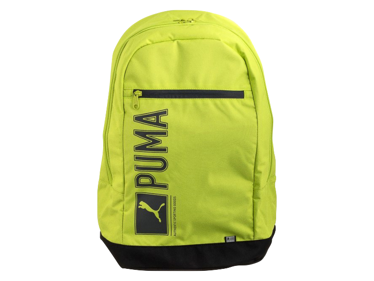 Vápnozelený batoh Puma s velkým logem.