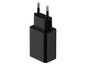 Černá nabíječka se dvěma kolíky.