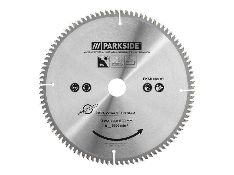 Kotoučová pila Parkside pro dřevo, průměr 254 mm.