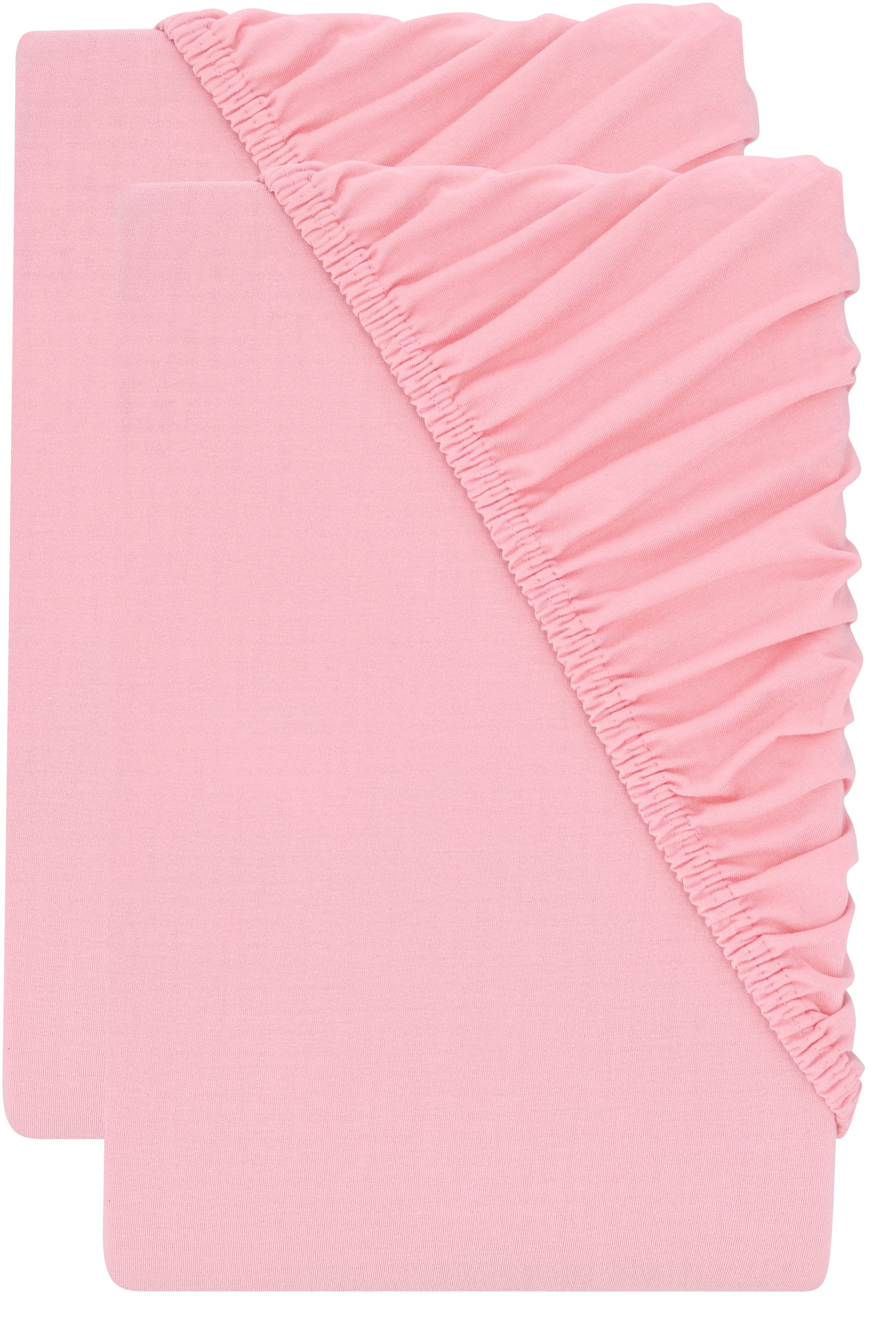 Livarno® Sada žerzejových napínacích prostěradel, 90–100 x 200 cm, 2dílná, světle růžová