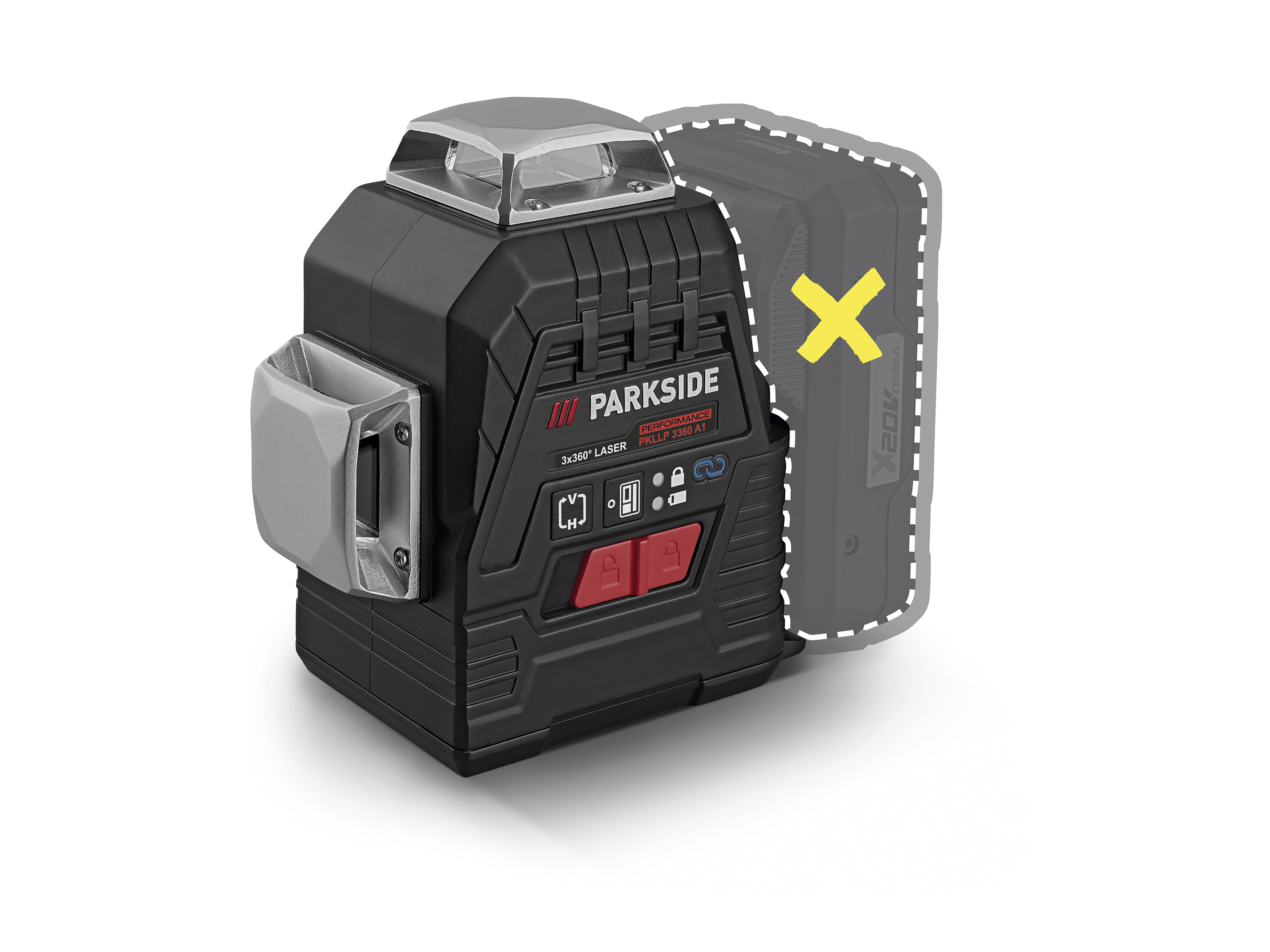 PARKSIDE PERFORMANCE® Aku křížový liniový laser PKLLP 3360 A1 – bez akumulátoru a nabíječky