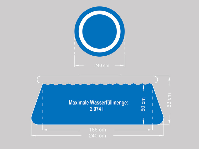  Zobrazit na celou obrazovku CRIVIT Bazén Quick up pool Easy s filtračním zařízením, Ø 240 x 63 cm - Obrázek 6