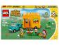 Sada LEGO Animal Crossing Leifův karavan a zahradní obchod s tyrkysovým náklaďákem a žlutým karavanem.