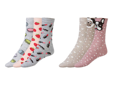 esmara Dámské ponožky s veselým vzorem, BIO bavlna, 3 páry