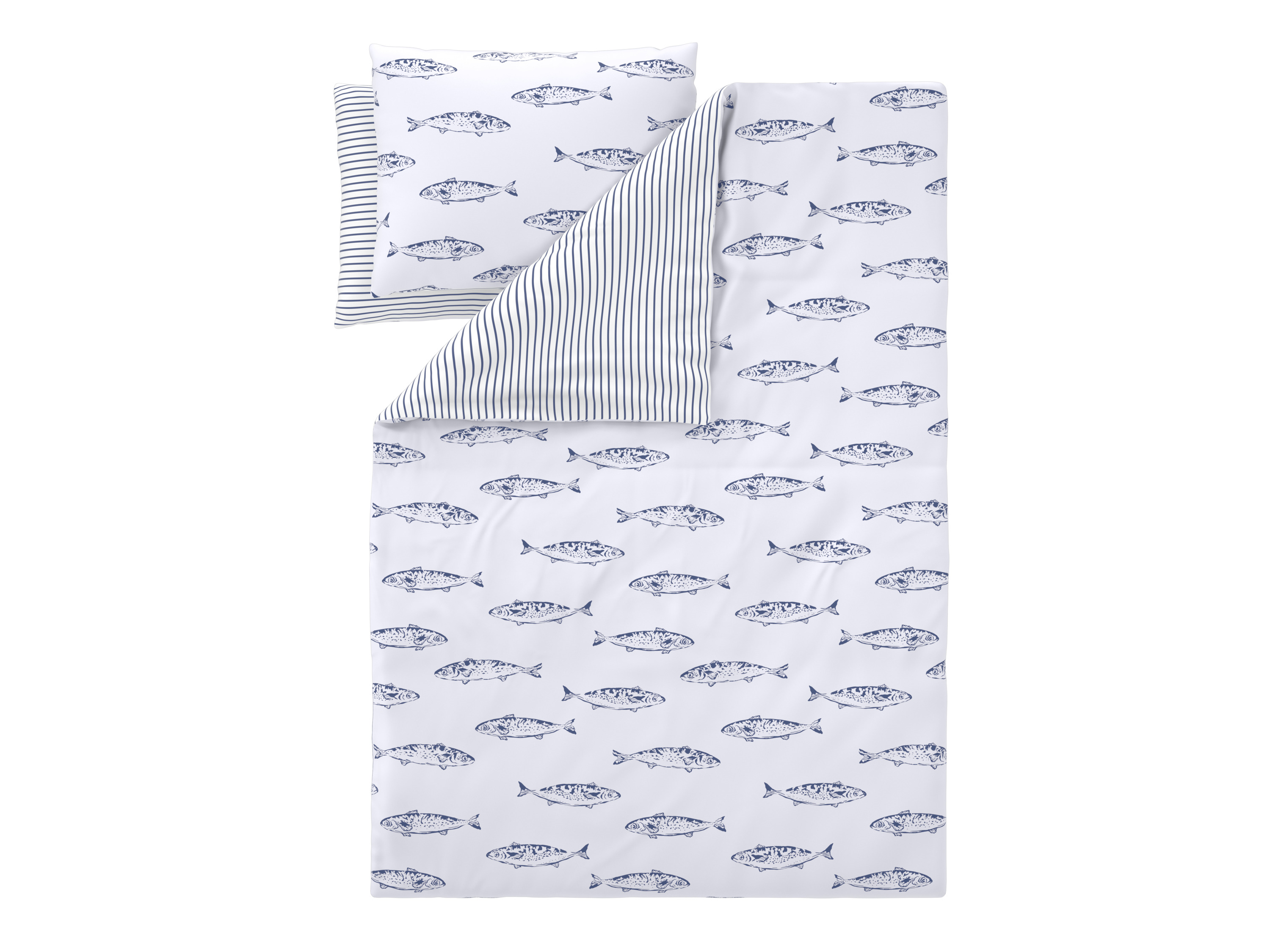 Livarno® Ložní povlečení Renforcé, 240 x 220 cm, 70 x 90 cm (ryby)