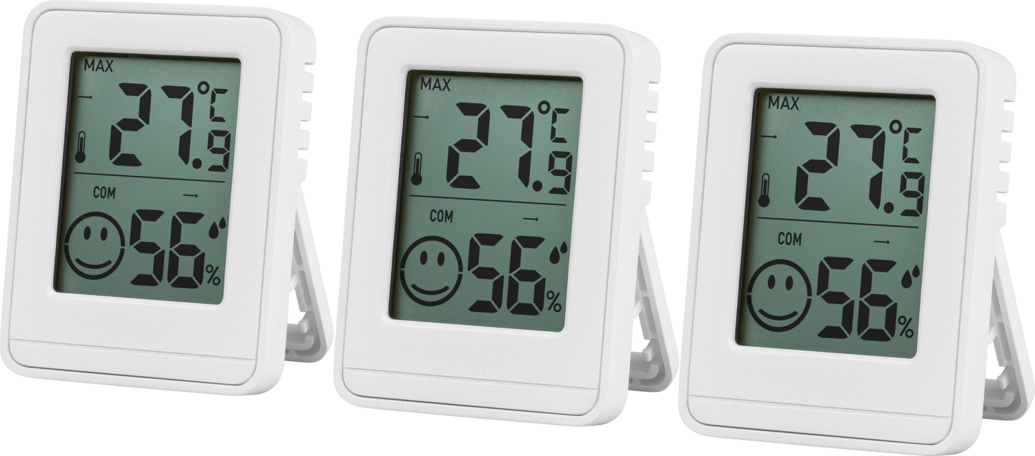 Livarno® Teploměr a vlhkoměr, 3dílná sada (bílá)