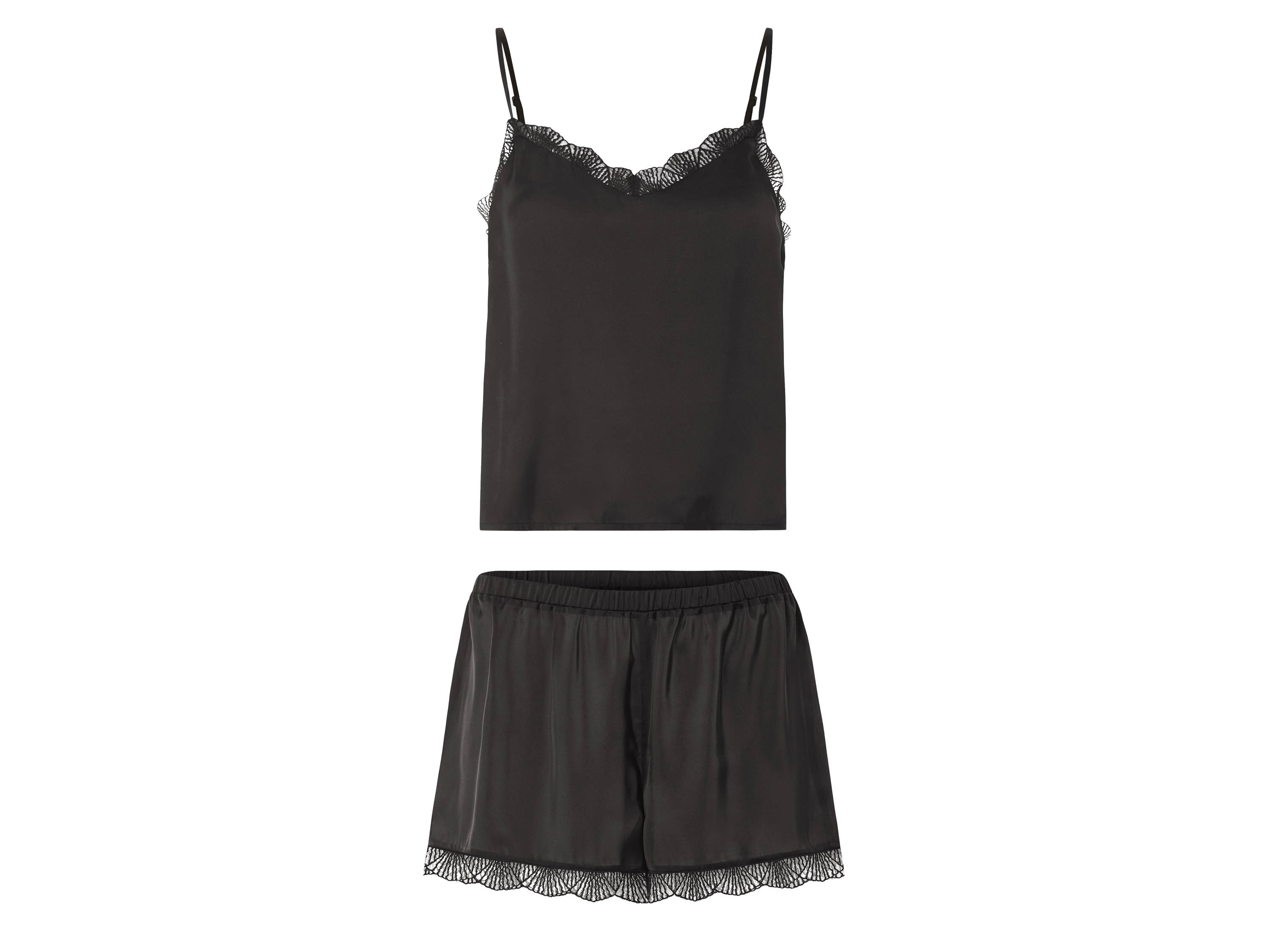 esmara® Dámské saténové pyžamo (černá, M(40/42))