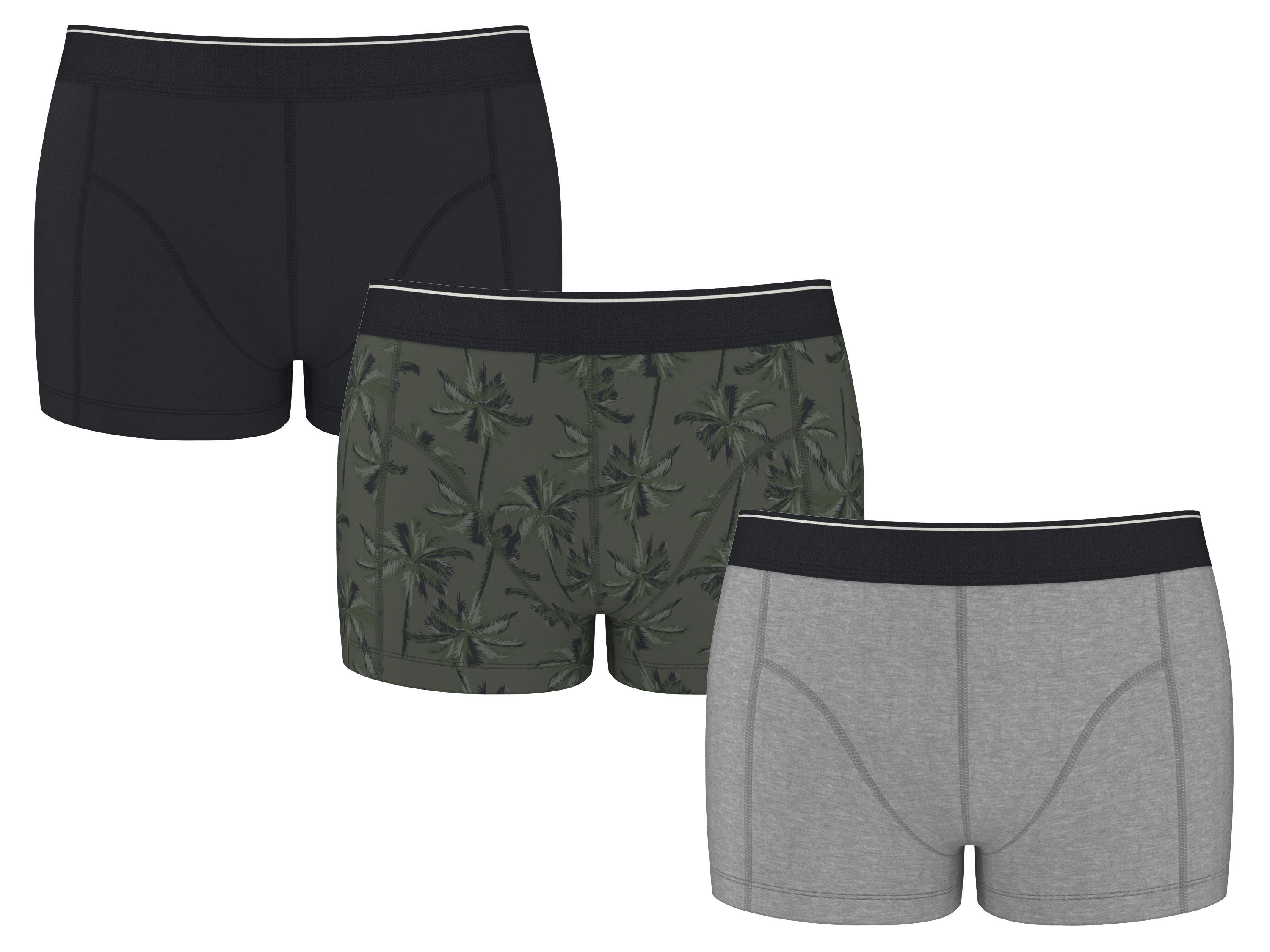 Esmara MEN Pánské boxerky, 3 kusy (černá/zelená/šedá, 5/M)