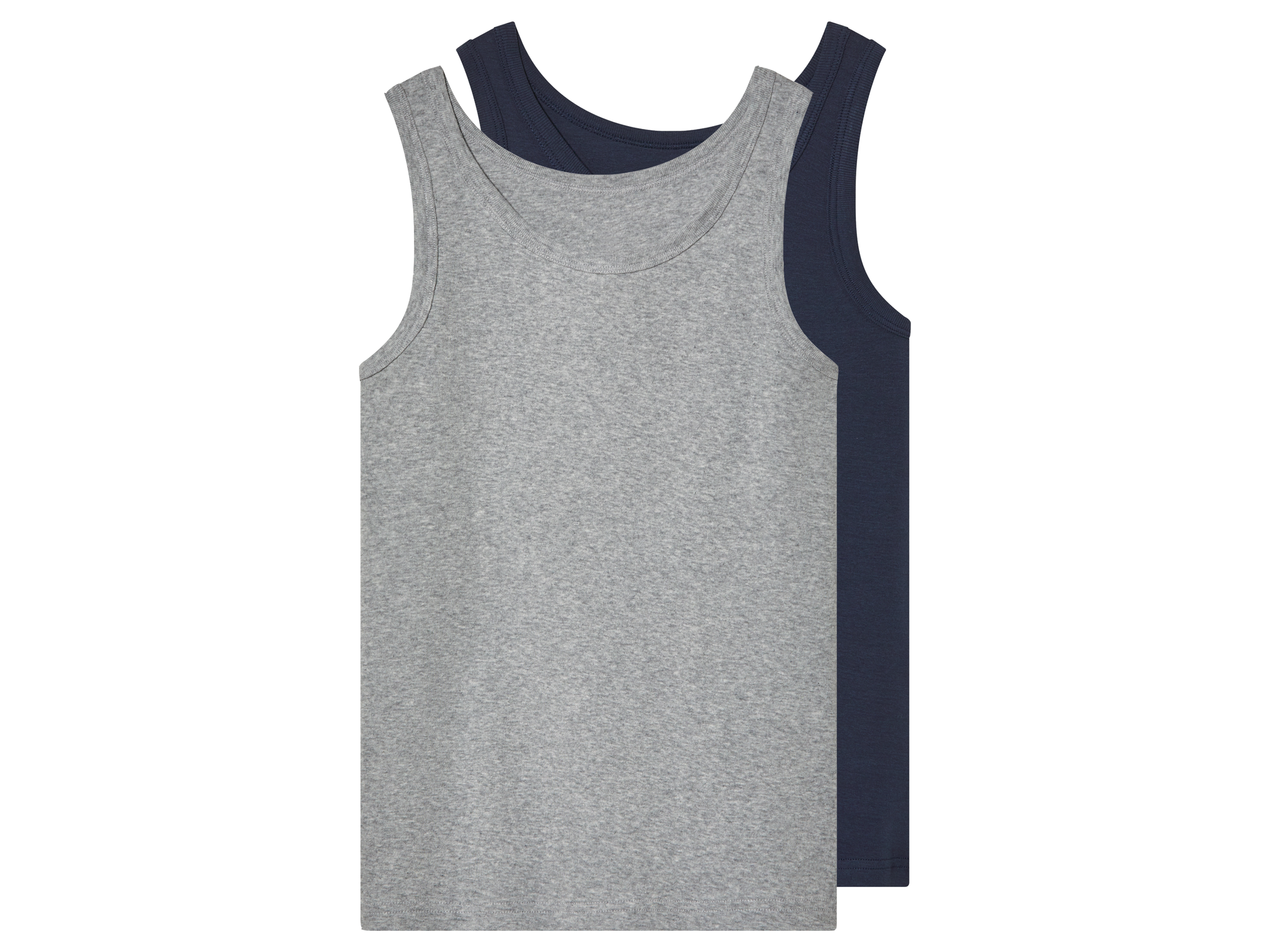 esmara® Chlapecký nátělník s BIO bavlnou, 2 kusy (šedá / navy modrá, 158/164)