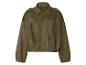Khaki semišová bomber bunda s límečkem a nárameníky