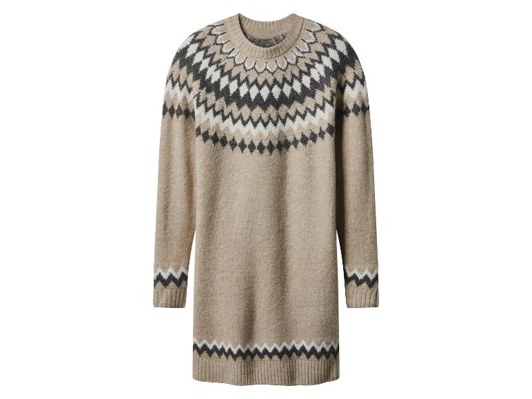 Béžové svetrové šaty se vzorem Fair Isle cik-cak