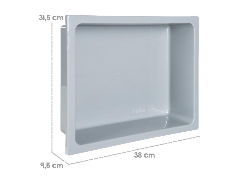 Roba, šedá plastová koupelnová polička, 38x31,5x9,5 cm.