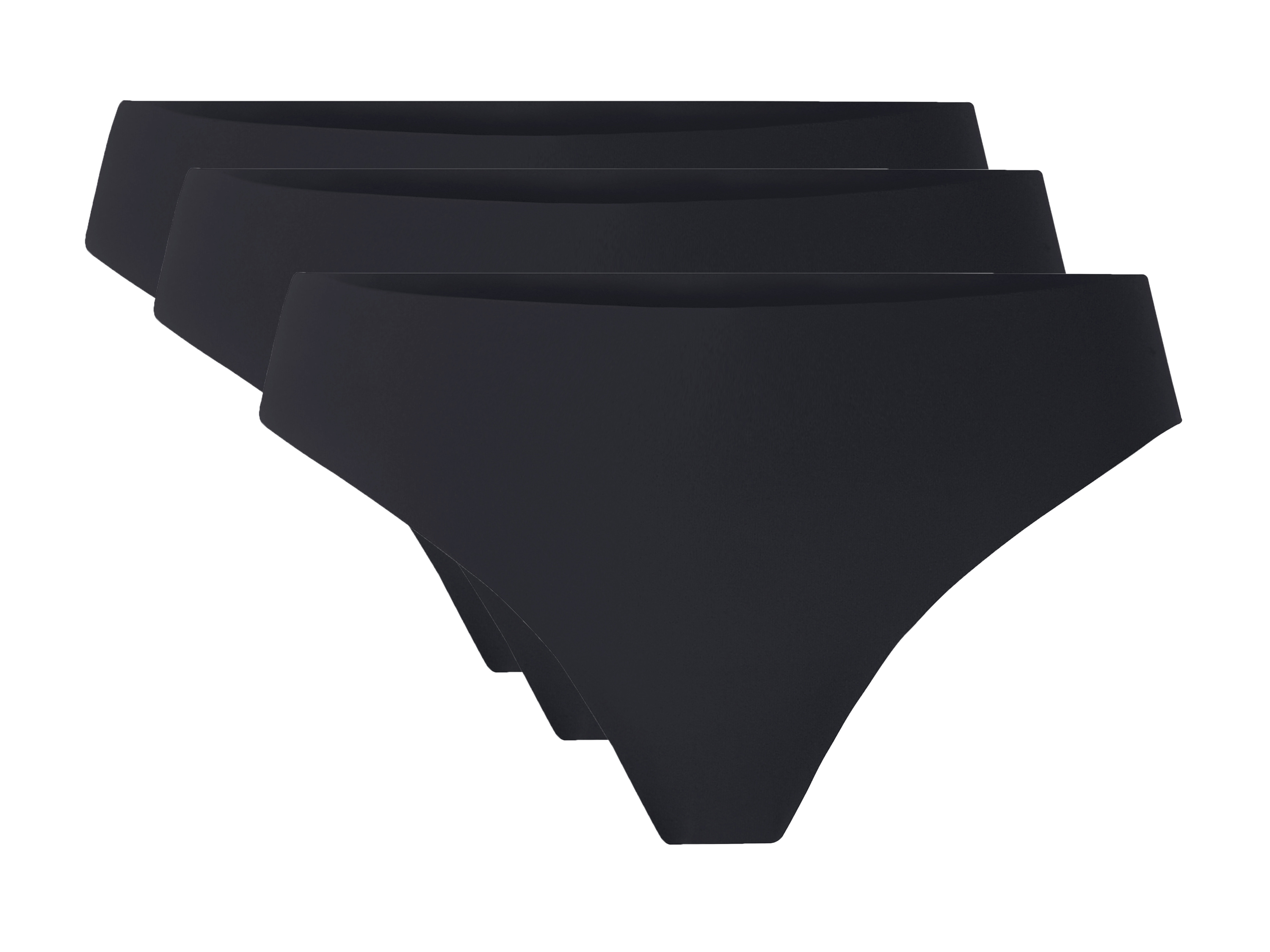 Esmara® Dámské bezešvé kalhotky Tanga, 3 kusy (černá, M(40/42))