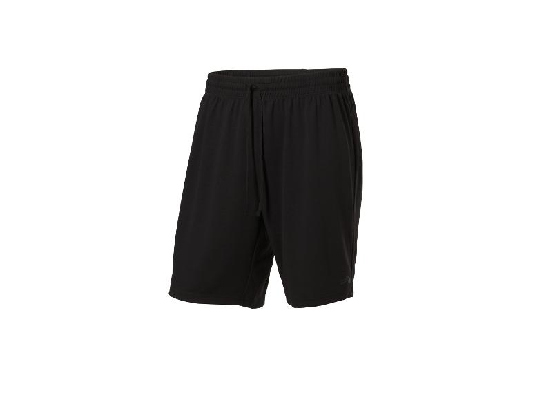 Černé pánské sportovní šortky s elastickým pasem a stahovací šňůrkou.