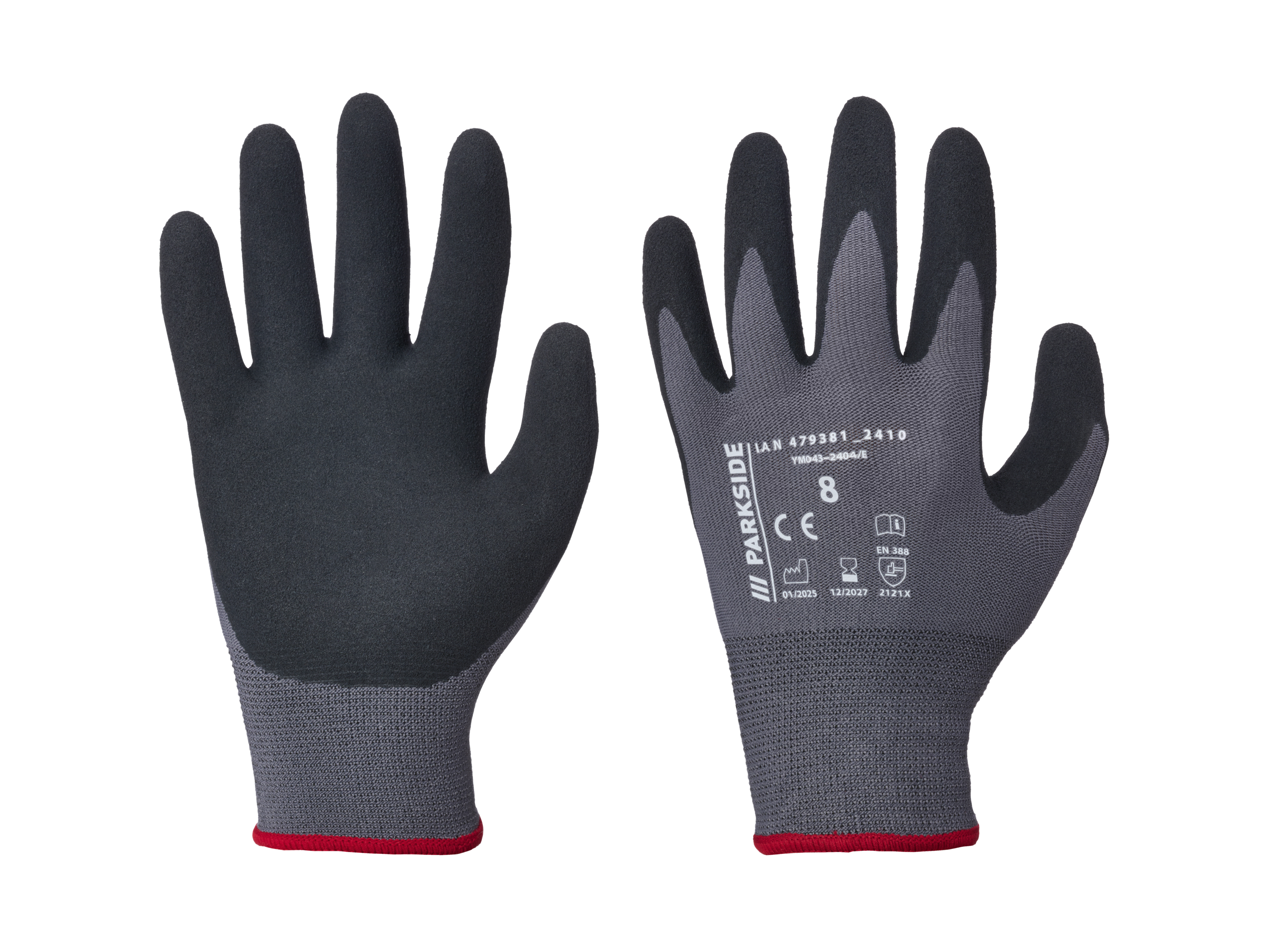 Parkside® Dámské / Pánské pracovní rukavice (černá/červená, 8)
