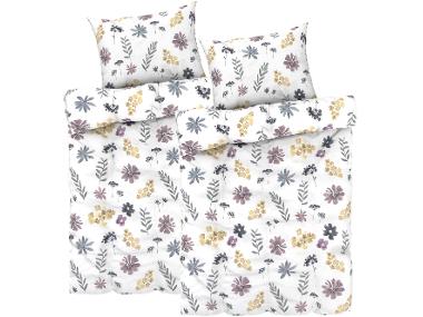 Sada ložního povlečení Renforcé, 140 x 200 cm, 70 x 90 cm, květiny / bílá, 2dílná